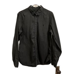 ALLSAINTS Black 100% Cotton Long Sleeve Button Up Shirt Top  Mens Size Medium